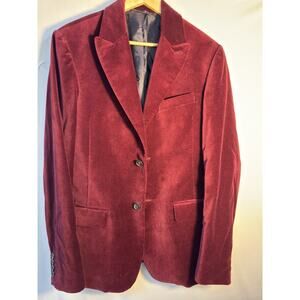 Ezra Fitch Velvet Blazer Wine Red Mens M Sport Coat Holiday Party Jacket